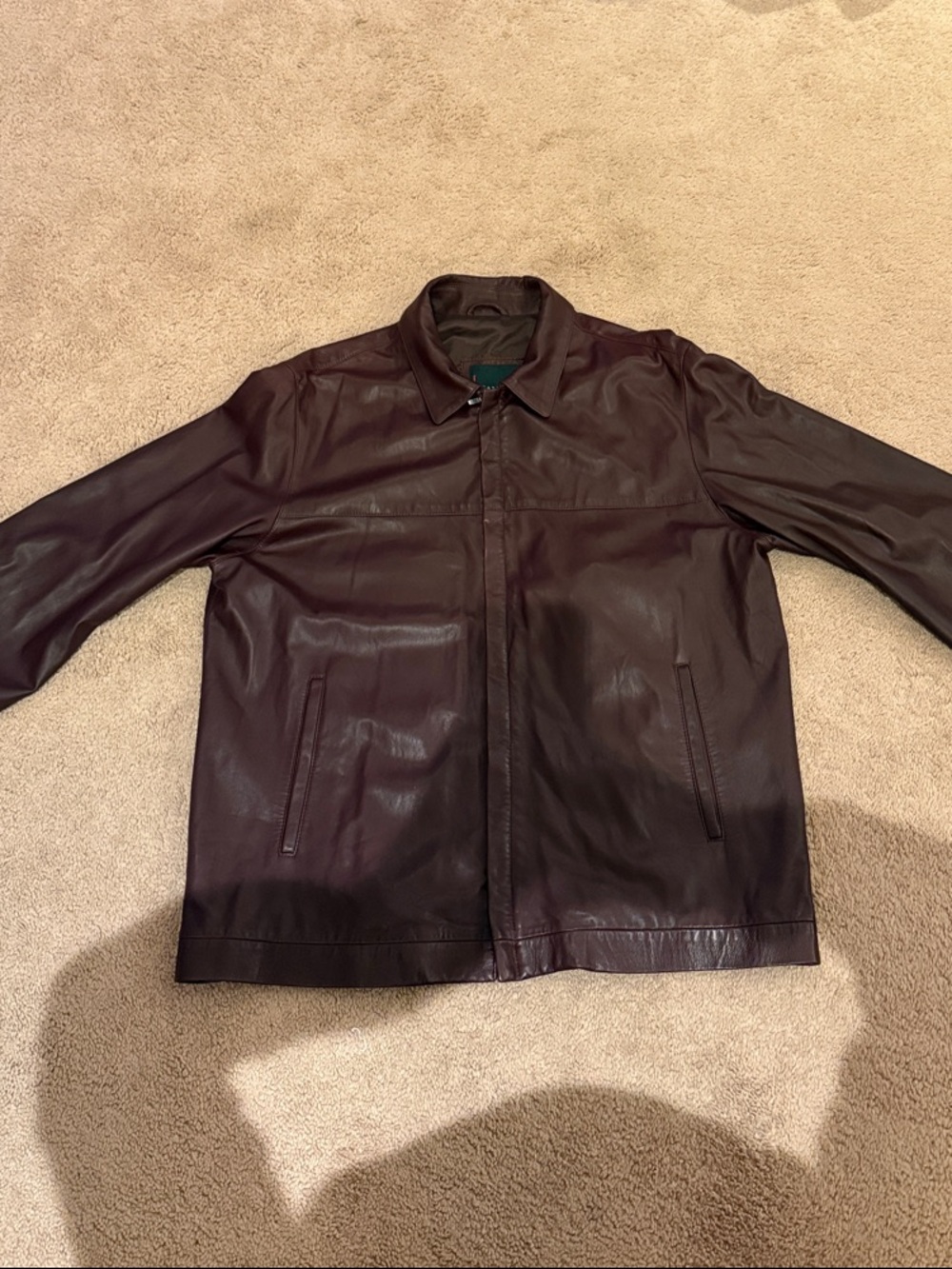 Canali Dark Brown Leather Shirt Jacket